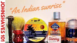 Pearl Shaving "Sunrise Bliss Soap: Frank shaving Razor: Sunny Blade: Frank shaving Boar Brush 24mm: