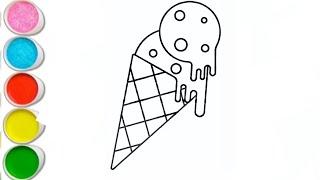 Cute Ice cream   Drawing, Painting & Coloring For Kids Toddlers_ Kids Art