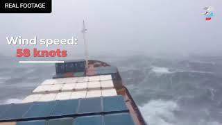 Cargo ship into a huge storm