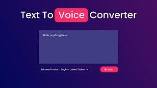 How To Make Text To Voice Converter Using JavaScript | Text To Speech Generator