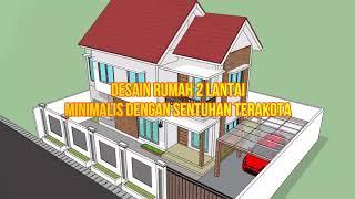 Desain rumah 2 lantai minimalis dengan sentuhan terakota