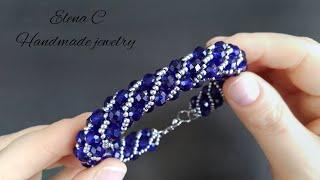 Ажурный жгут из бисера и бусин иглой Русская спираль Beaded Bracelet Russian Spiral Tutorial Beading