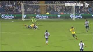 Incredible tackle: Albion's Craig Dawson v Arsenal