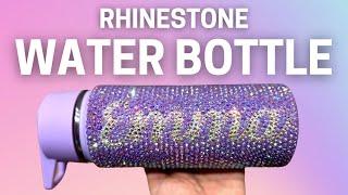 HOW TO MAKE A RHINESTONE WATER BOTTLE // DIY Personalized Bling Tumbler With Vinyl Name Tutorial