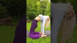 yoga stretch in the forest