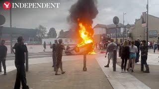 Car set on fire during riots in Sunderland