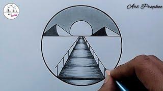 Pencil Drawing in a Circle Easy ड्राइंग Scenery - Art Prophec