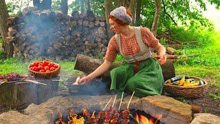 Cooking with Mulberries | ASMR Campfire Cooking in the Iowa Countryside