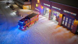 Firetrucks responding on call | DJI Mavic 3 Classic