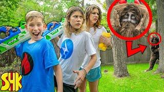 Hiding Bigfoot in our backyard! Secret SPY MISSION to Capture the Monster Part 2