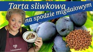 Tarta śliwkowa na spodzie migdałowym, bez cukru i bez glutenu.