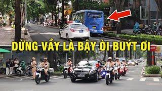 Xe buýt bị CSGT la tưng bừng vì dừng xe lúc đoàn Tổng Bí thư Lào đi qua