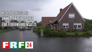 Land unter in Norden: Straßenzüge überflutet - Feuerwehr im Einsatz