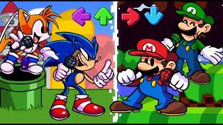 FNF Sonic & Tails vs Mario & Luigi - Cross Console Crash 2.0 (Super Mario Bros. Funk Mix DX)