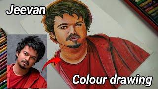 How to Draw Thalapathy Vijay / Jeevan Oil Pastel Drawing