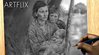 Drawing the famous photograph of The Migrant Mother | ArtFlix |