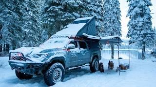 Camping During a Snowstorm in Montana