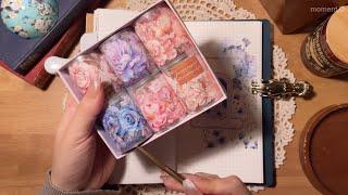 ASMR 하얗고 파랗게 다이어리 꾸미기 Art Journaling #scrapbooking #papertherapy collage #コラージュ