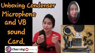 Unboxing Condenser Microphone and V8 Sound Card/Chao vlog