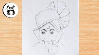 Cute ganpati bappa in pagdi pencildrawing | maharaja bappa