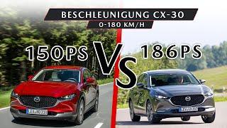 150PS vs 186PS Mazda CX-30 Beschleunigungsvergleich | 0 - 180 km/h |