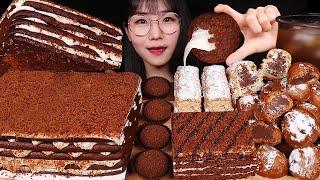 ASMR 쫀득꾸덕한 말렌카 초코케이크꿀케이크 코코아 허니케익 에끌레르 허니너겟 페스츄리 나폴레옹 코코아크림 케이크 먹방 Marlenka Honey Cake MUKBANG