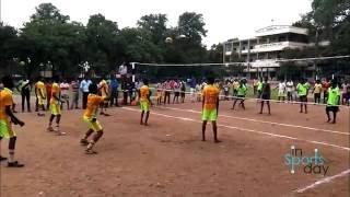 Boys playing throw ball in School Tournament