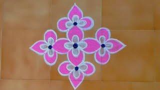 Rose Colour Beautiful Rangoli design With Dots (6×2×2) From @THIRUAAROORAN