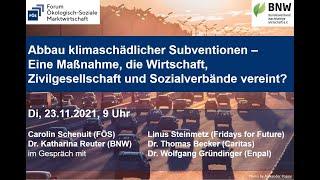 Abbau klimaschädlicher Subventionen: Paneldiskussion & Pressegespräch (FÖS/BNW)