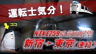 【JR東日本】東京駅で連結！E259系成田エクスプレス前面展望（新宿ー東京）