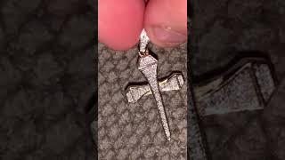 10K Yellow Gold Micro Pave Diamond Small Nail Cross Pendant #Traxnyc.