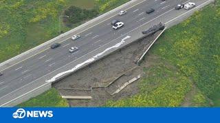 2 lanes of EB I-580 in Livermore remain closed due retaining wall sliding down hill, Caltrans says