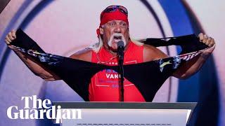 Hulk Hogan hypes up Donald Trump and tears shirt off at Republican national convention