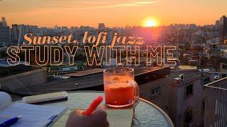 STUDY WITH ME | lofi Jazz music | 1hour No break| Seoul skyline at sunset|