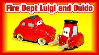 Luigi and Guido Painted Red Pixar Cars Customs Tomika Cars Fire Department of Radiator Springs