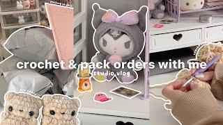 crochet & pack orders with me 🪡 unboxing blind boxes, making bears + packing orders