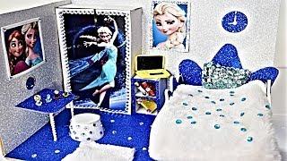 EASY DIY Miniature Frozen Elsa Anna Doll House Bedroom Decor ~ Wardrobe Bed