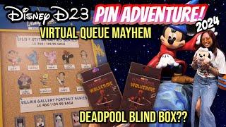 DISNEY D23 EXPO 2024 PIN ADVENTURE:FRIDAY|Virtual Queue Mayhem|Pin Haul #d23 #disneypins