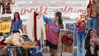 a *FALL* GILMORE GIRLS inspired THRIFT WITH ME  cozy sweaters, skirts, jackets!