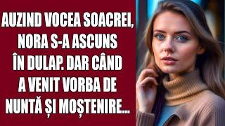 Auzind vocea soacrei, nora s-a ascuns în dulap. Dar când a venit vorba de nuntă și moștenire...