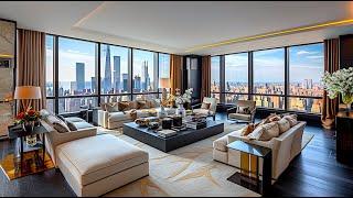 LUXURY Penthouse Living Room in Manhattan New York Interior Design - Life Style How Rich People Live