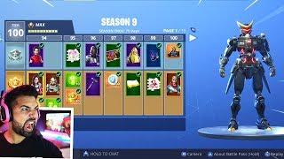 Fortnite SEASON 9 ALL BATTLE PASS REWARDS UNLOCKED (Tier 100)