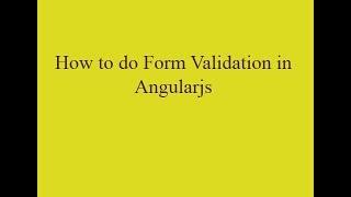 How to validate forms in Angular?