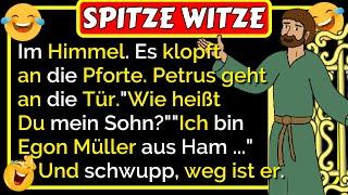 Spitze Witze: Im Himmel es klopft an die Pforte, Petrus geht an die Tür... lustig 