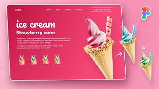 Figma Ice Cream Slider with Carousel Animation | Landing Page UI Design