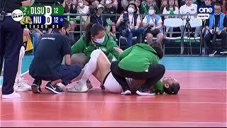 Leila Cruz stretched off after bad fall | UAAP Season 85 Women's Volleyball