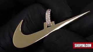 Custom 14k Gold and Diamond Nike Swoosh Pendant || Shopjw