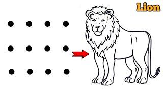 Lion Drawing | How to draw lion from 12 points | Easy Lion Drawing For Beginners