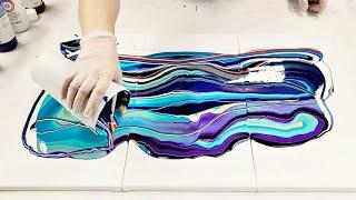 Stunning LARGE acrylic pour triptych ribbon pour with a 32 ounce split cup!