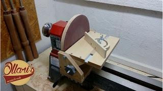 Adjustable Disc Sander and Miter Gauge for a Lathe